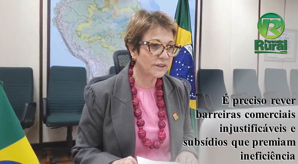 Tereza Cristina diz que é preciso rever barreiras comerciais injustificáveis e subsídios que premiam ineficiência