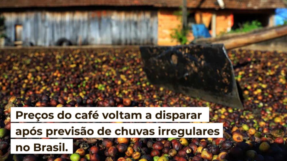 Preços do café voltam a disparar após previsão de chuvas irregulares no Brasil